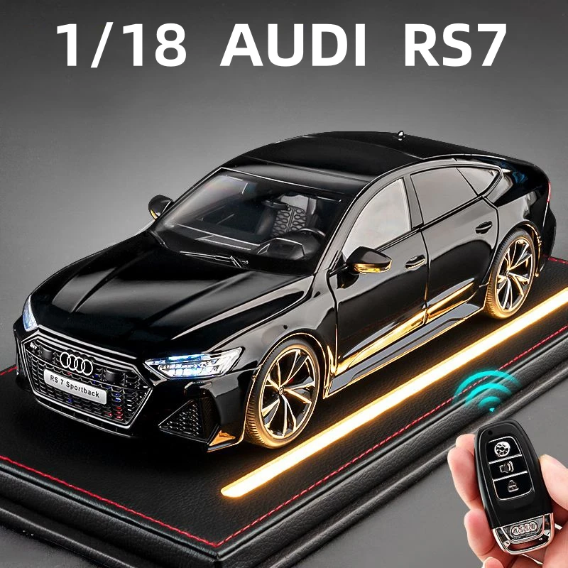 1:18 AUDI RS7 Sportback versión clave coche en miniatura de aleación sonido y luz juguete para niños coleccionables regalo de cumpleaños