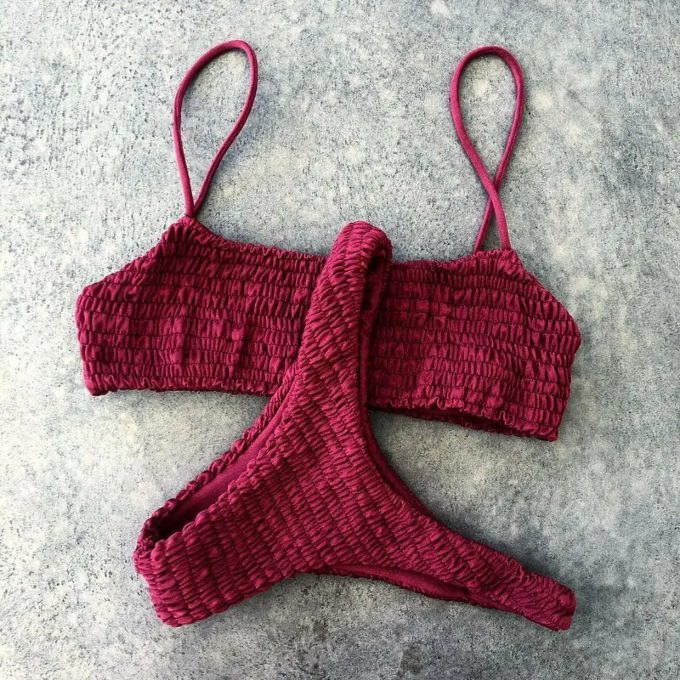 ขายใหม่ร้อนเซ็กซี่ผู้หญิง Push-Up เบาะ Bra ชุดบิกินี่จีบชุดว่ายน้ําชุดว่ายน้ําว่ายน้ําชายหาดชุดว่ายน้ําชุดบิกินี่