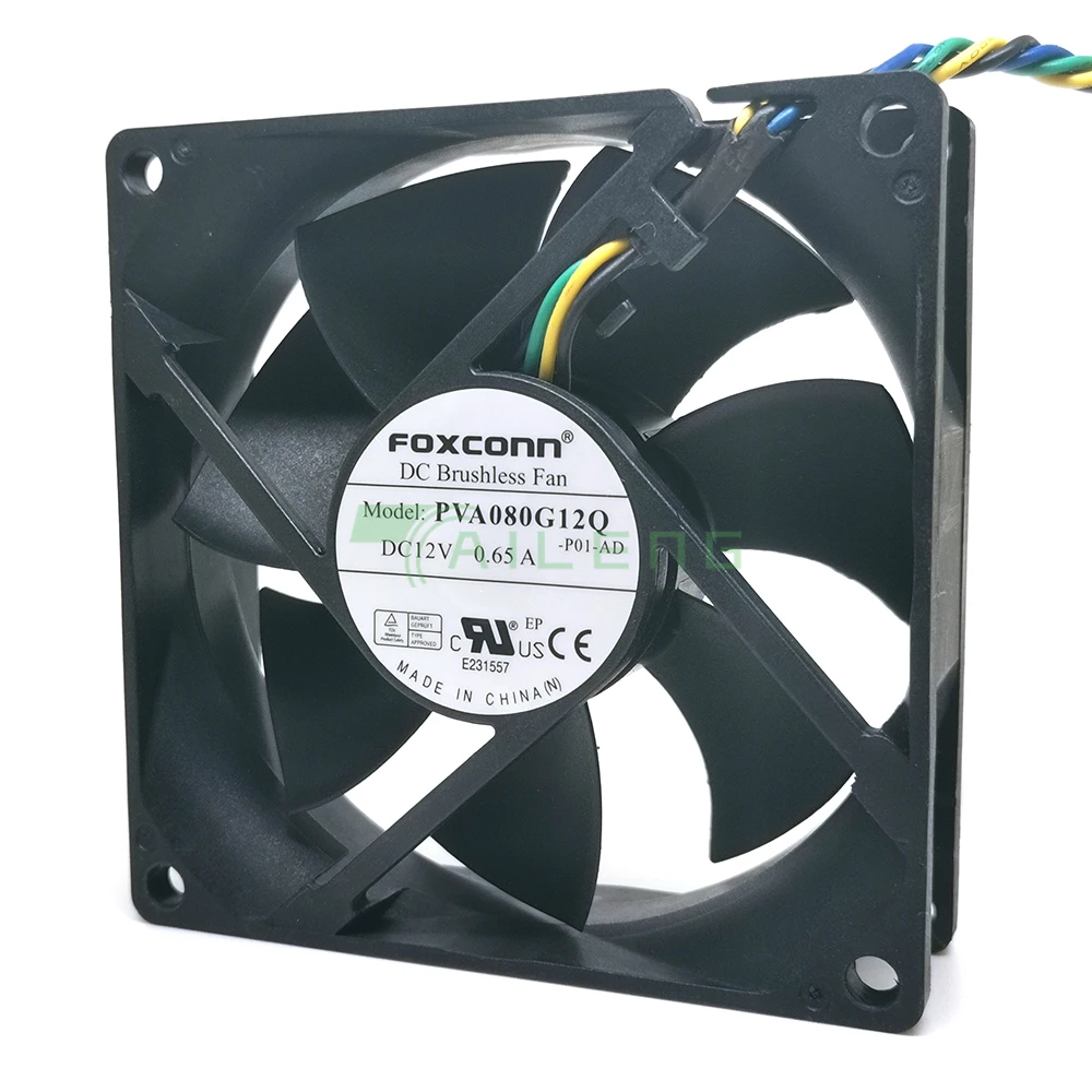 New 80mm 8025 12V PWM Cooling Fan Foxconn PVA080G12Q  80X80X25mm 59CFM 4Wire 4Pin Cooler for Server Computer