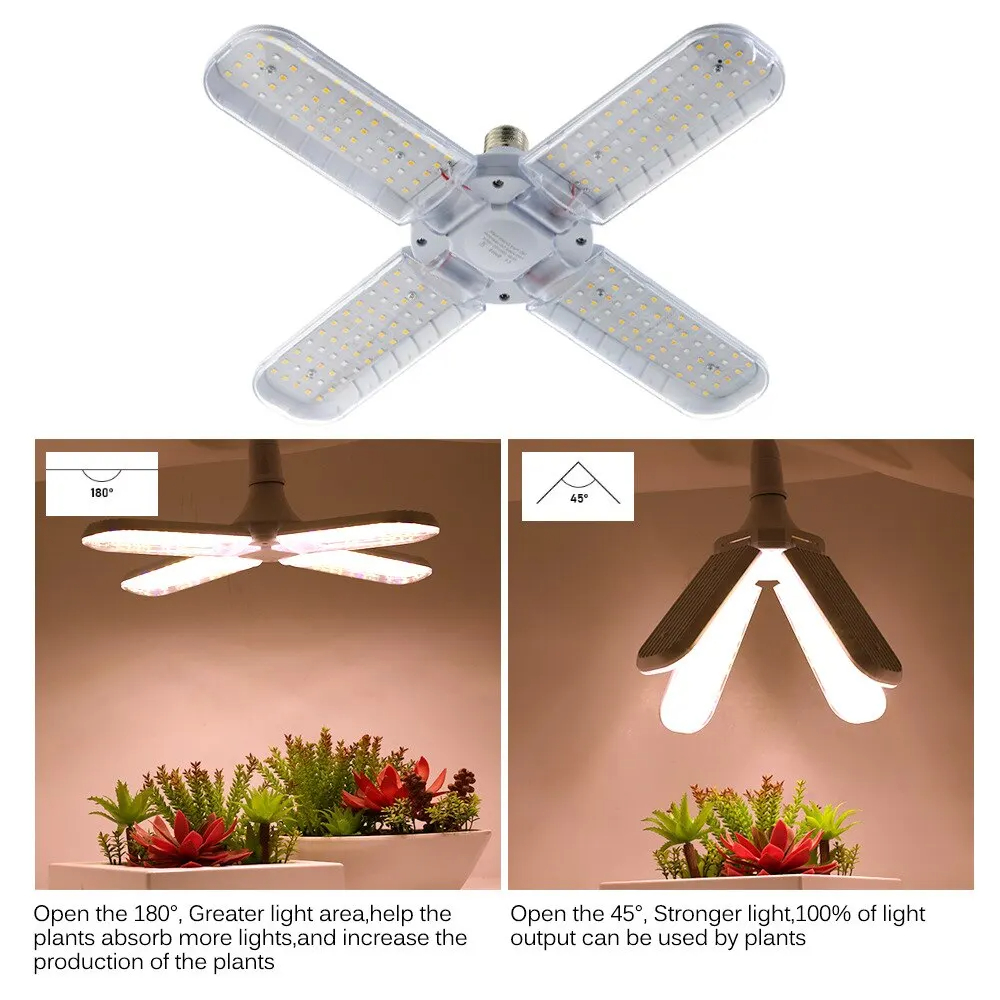 2/3/4 folha de ventilador dobrável led cresce a luz espectro completo e27 planta crescente luz phytolamp lâmpada para plantas de interior mudas de flores