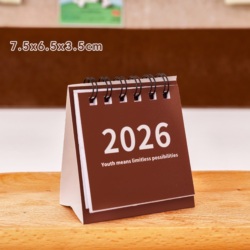 2026 Mini Einfacher Kalender Kleiner Tischkalender Kreativer Spulenkalender Planer Desktop-Dekoration Büromaterial 2025-2026