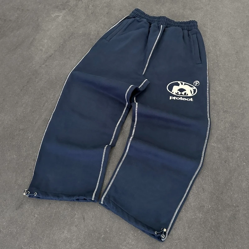 Y2k homem calças de carga corredores vintage casual bordado algodão moletom das mulheres dos homens nova moda calças largas perna merican streetwear
