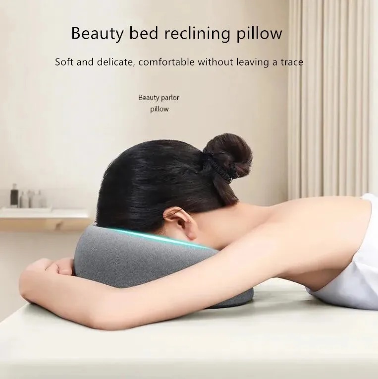 Almohada ergonómica de espuma viscoelástica, almohada de soporte para reposacabezas transpirable, masaje corporal, almohada de descanso facial para salón de belleza
