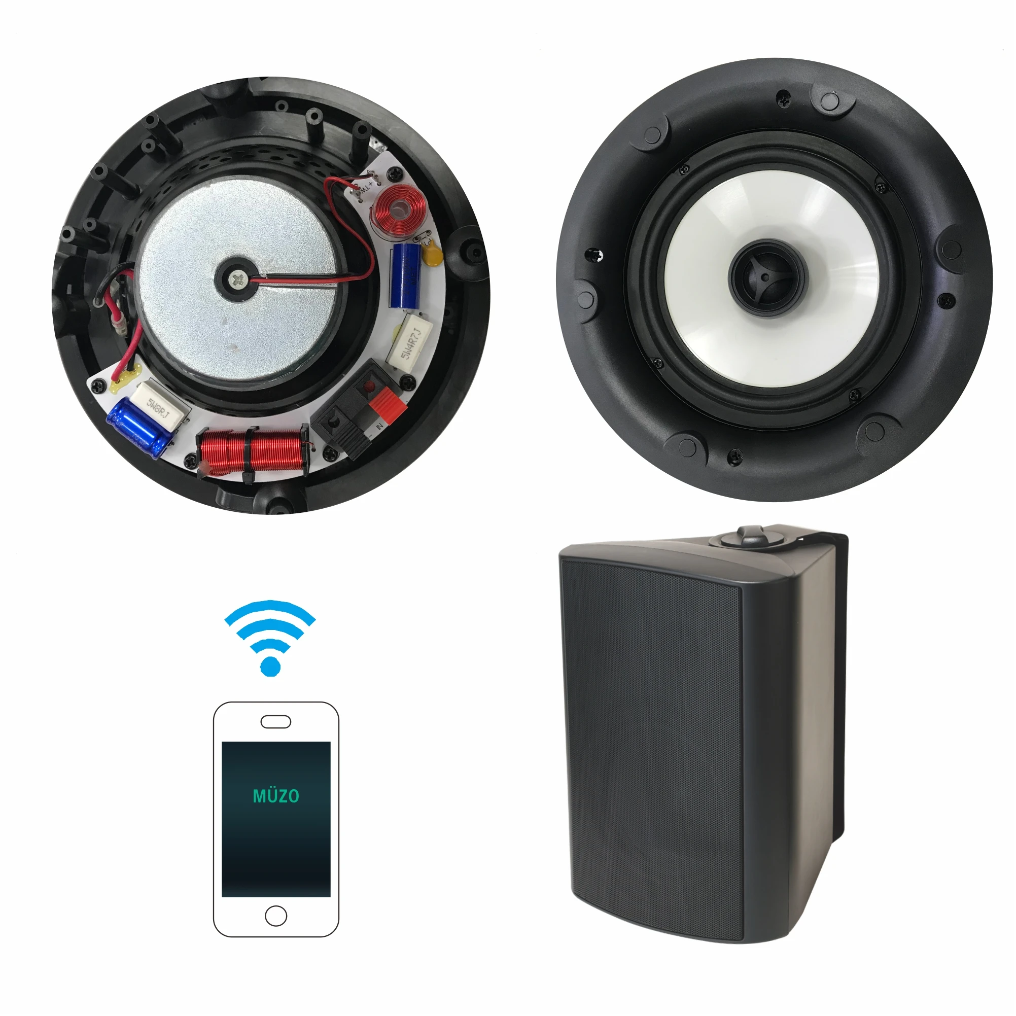 Altavoz IP de pared de 10w a 80w, Unidad de altavoz de 4 a 8 pulgadas, con Bluetooth, montado en techo y pared opcional