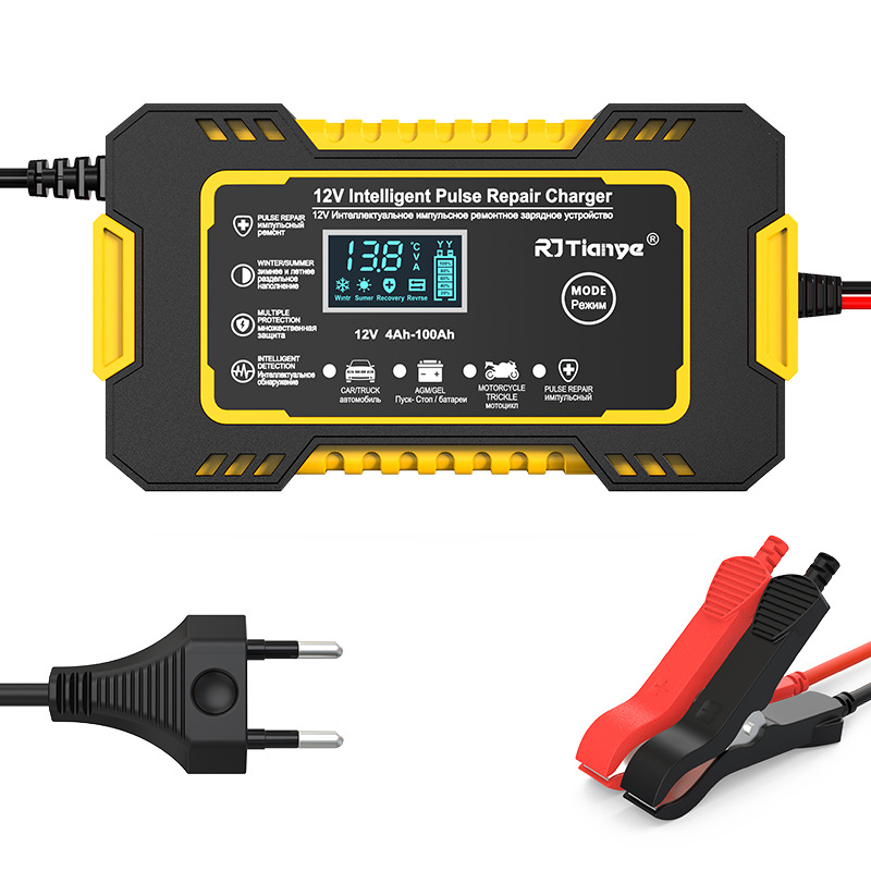 Ładowarka samochodowa 12V 6A Pulse Repair LCD Display Smart Fast Charge AGM Deep Cycle GEL Lead-Acid Charger For Auto Motorcycle