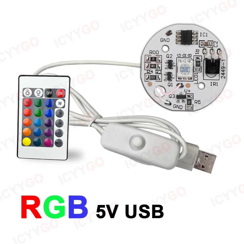 DC5V Low Voltage Colorful Gradient LED RGB Light Board USB Cable + Remote Control DIY Model Display Light LED PCB Light Board