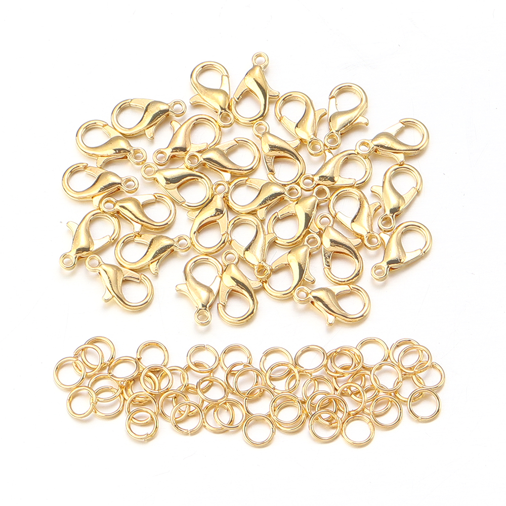 50pcs/lot Metal Lobster Clasps Hooks With Jump Rings End Clasps Connectors For Necklace Findings Diy Jewelry Making Accessories