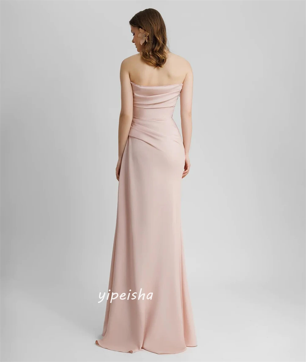 Personalizado jiayigong simples estilo moderno formal noite sem alças a linha beading plissados vestidos de ocasião sob medida