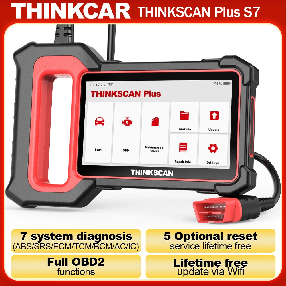 THINKCAR Thinkscan Plus S7/S6/S4 OBD2 Outils de diagnostic Transmission/ABS/SRS Diagnostic du système Lecteur de code de voiture Scanner automobile obd2 pour la mécanique
