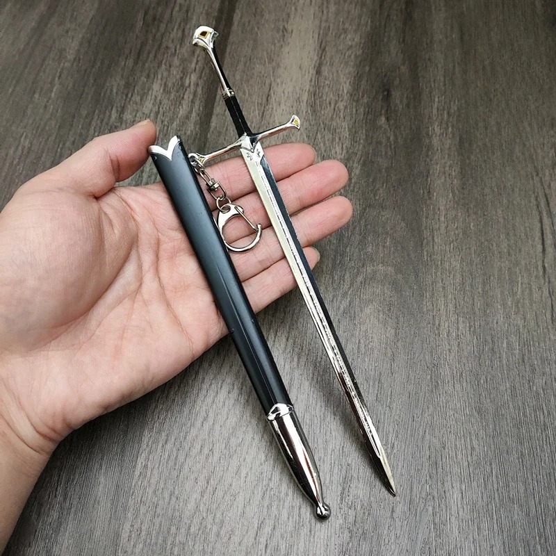 Glamdring aragorn narthil espada elfos anduril terra média arma 22cm metal katana samurai espada chaveiro ornamentos presentes brinquedos