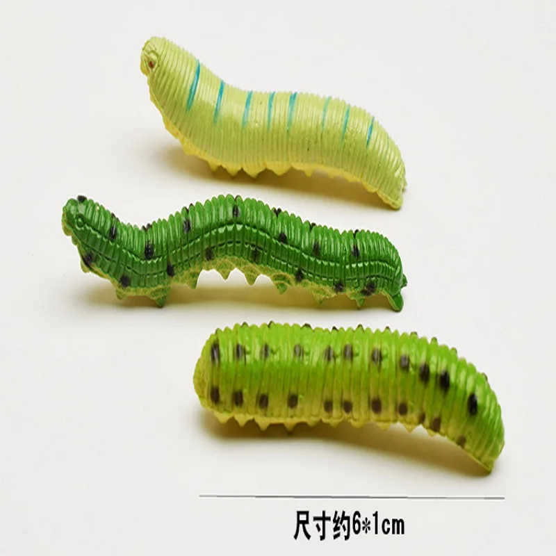 12Pcs/Lot Fund Simulation Caterpillar Green Worm Crawl Insect Animal Prank Tricky Persecute Others Toys Skeleton Unusual Gadgets