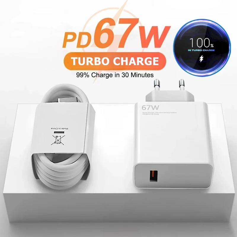 6A 67W Schnellladegerät Typ-C-Kabel für Xiaomi 10 11 12 Lite 13T Redmi Note 11T 12T 13 Pro POCO F4 F5 X4 GT X5 X6 Schnellladung