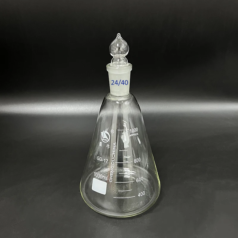 SHUNIU Hình Nón Bình Với Tiêu Chuẩn Mặt Đất Trong Thủy Tinh Nắp Chặn, 50ML-10000ML 24/40 erlenmeyer Bình Với Tiêu Chuẩn Mặt Đất Miệng