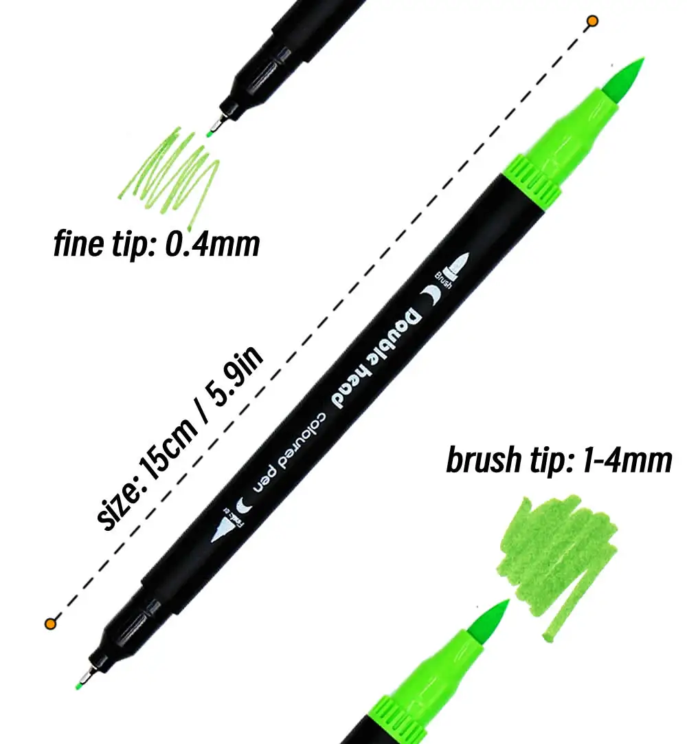 LOLEDE 60 Farben Doppelkopf-Marker, Spitze, Künstlerbedarf, Zeichenpinsel, Stift, Farben, Set für Geschenkstifte, Bleistifte, Schreiben, Büro, Schule