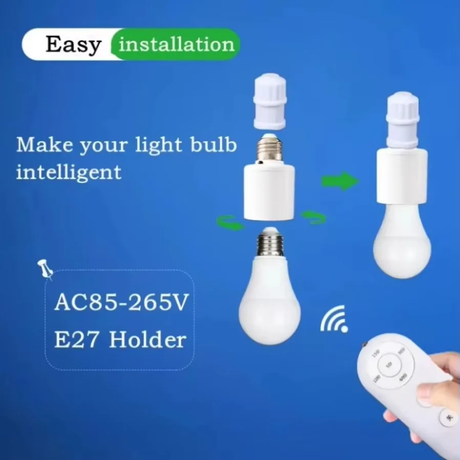 E27 85V-265V Control remoto inalámbrico temporizador inteligente interruptor portalámparas interruptor de luz múltiple habitación de bebé dormitorio hogar interruptor de temporizador inteligente
