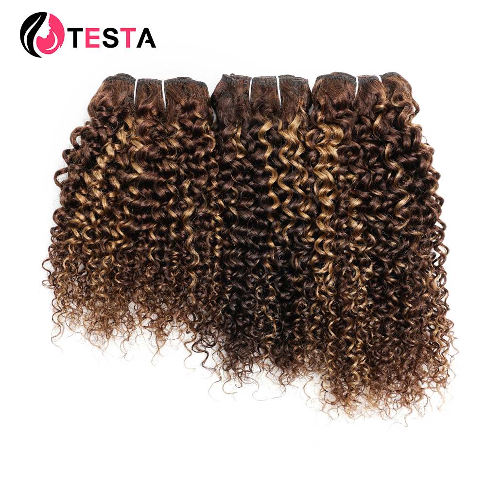 Jerry encaracolado pacote de cabelo humano marrom misturado mel loira para bob estilo p4/27 alta luz extensões de cabelo humano brasileiro 50 gramas