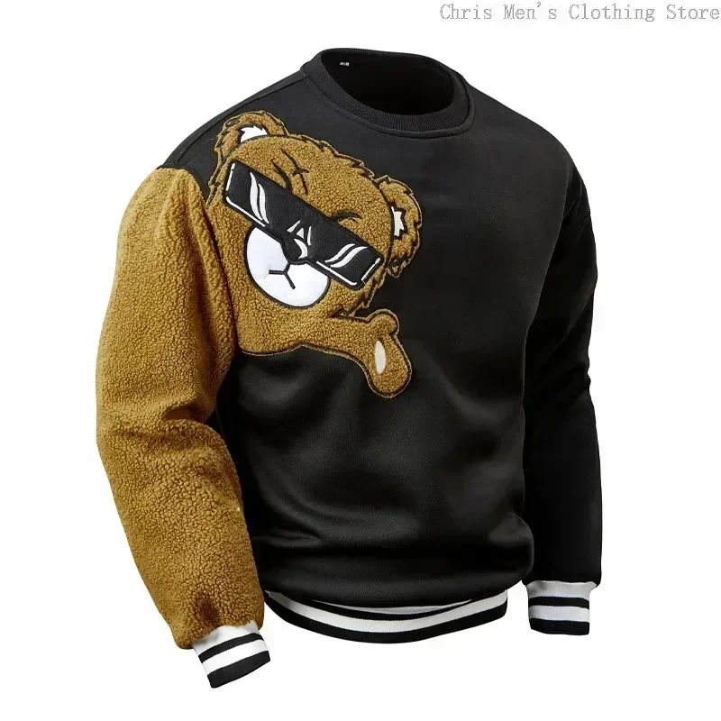 Outono e inverno nova camisa masculina com capuz, popular casual bordado urso masculino com capuz, moletom com site oficial