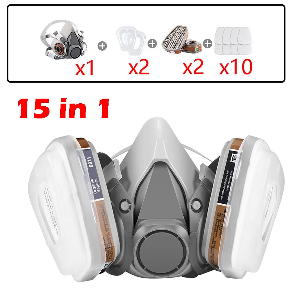 Gas Mask 6200 Set Vehicle Painting Spray with Cartridge Box 6001/6002 Orgainc Acid Vapors 5N11 Filters Dust-proof Mining