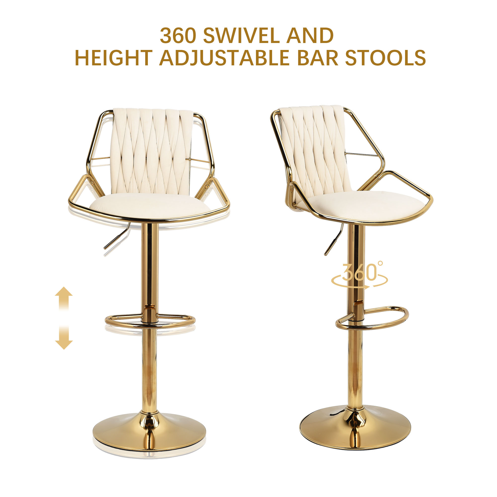 Sgabello da Bar moderno da 2 pezzi con schienale e gamba in metallo, sgabelli da Bar piccoli regolabili in altezza, sgabello da banco con motivo a squame di pesce in velluto