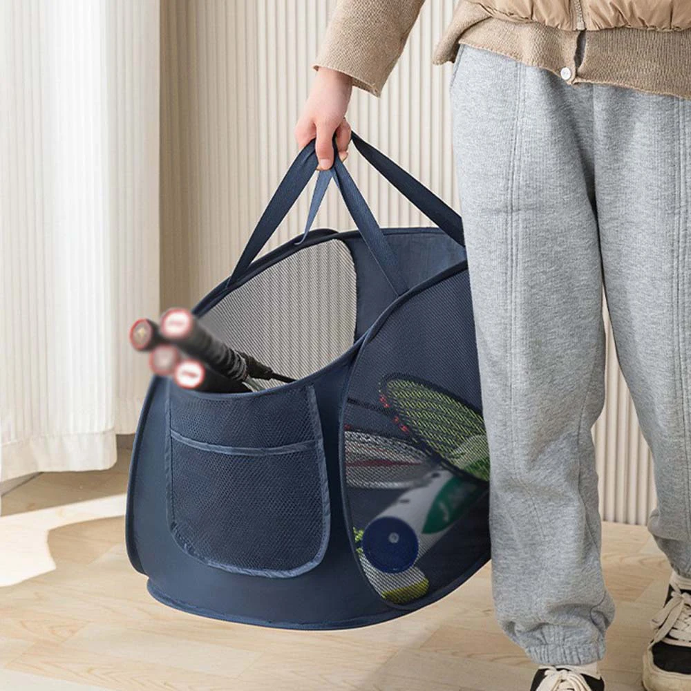 Cesta de lavandería plegable Horizontal, tela de malla, cesto de lavandería transpirable, cestas de almacenamiento de gran capacidad, accesorios para el hogar