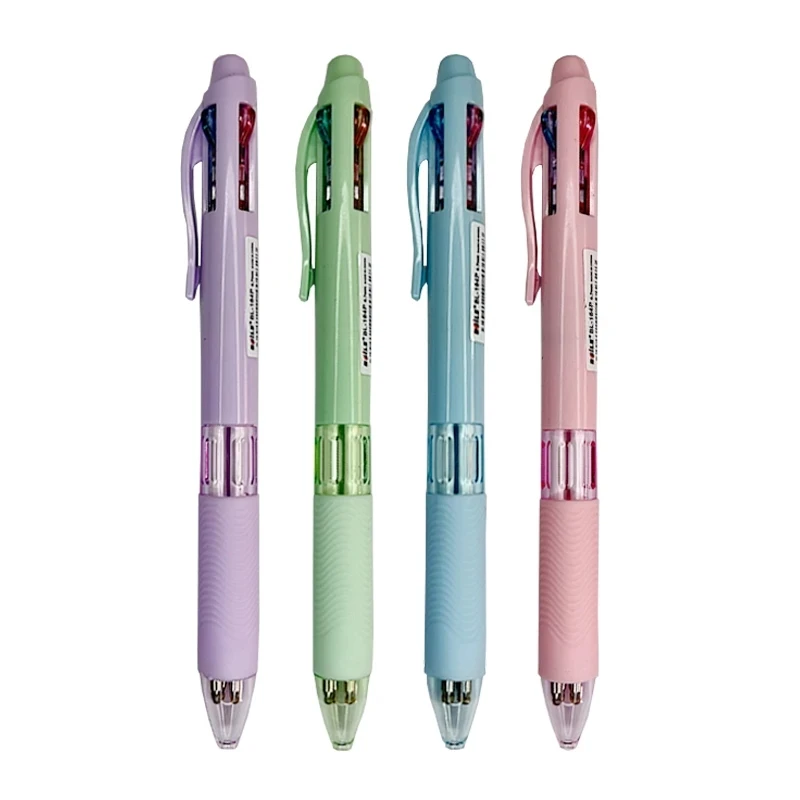 4 In 1 Multicolor ปากกาลูกลื่นสีสันสดใสปากกามัลติฟังก์ชั่นนักเรียนเขียนโรงเรียนสํานักงาน Kawaii อุปกรณ์