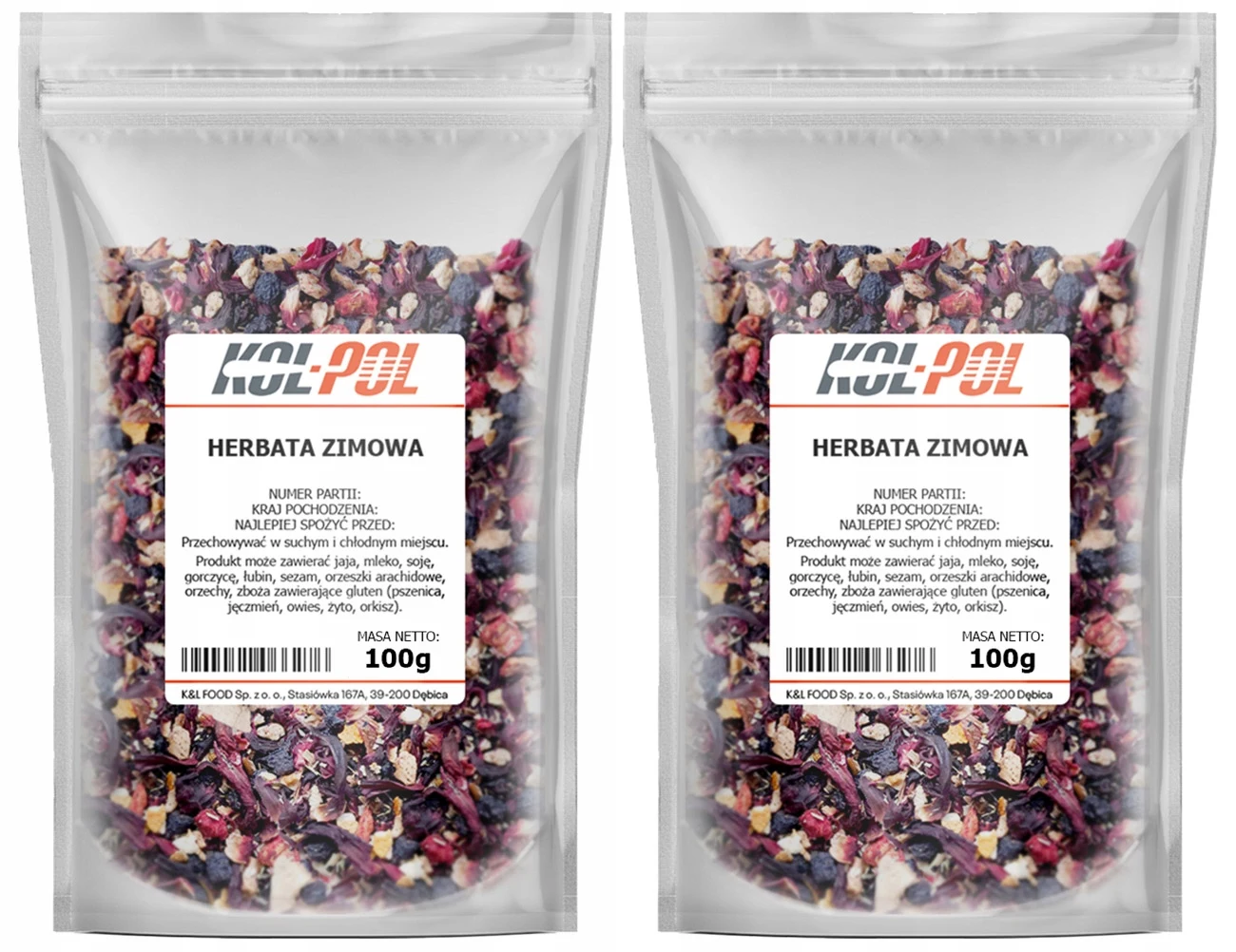 HERBATA ZIMOWA OWOCOWA 200g Świąteczna Hibiskus + owoce i przyprawy Kol-Pol