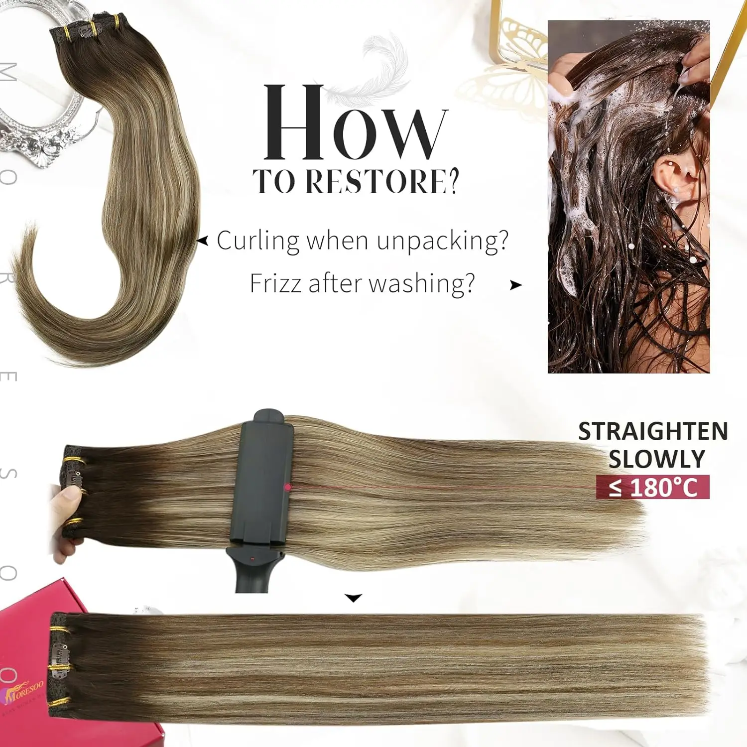 Moresoo clipe em extensões de cabelo cabelo humano real ombre extensão de cabelo real clipe em cabelo humano 5 pçs & 7 pçs remy clipe em extensões