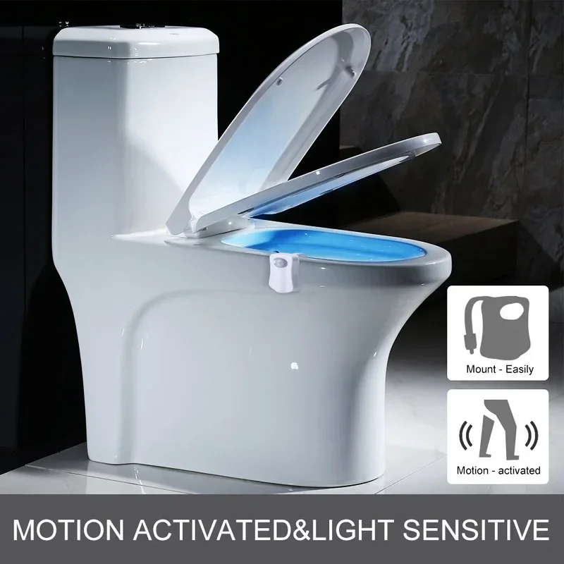 ZK30 Sensor de movimiento PIR inteligente asiento de inodoro luz nocturna 8/16 colores retroiluminación impermeable para inodoro lámpara LED WC luz de inodoro
