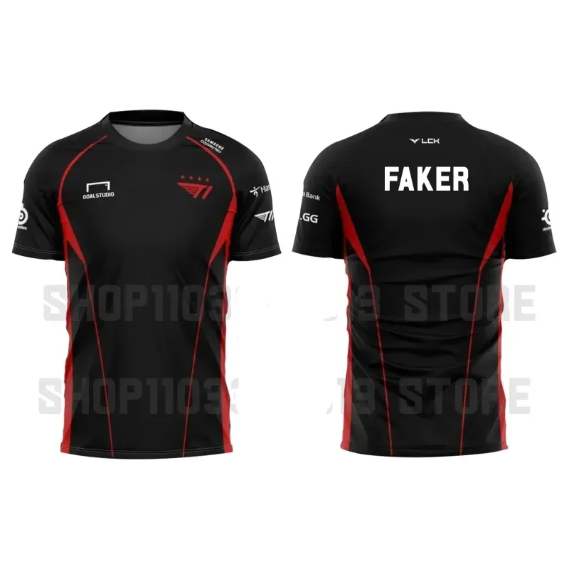 2024 リーグ・オブ・レジェンド S14 グローバル決勝 SKT T1 チームユニフォーム Tシャツフェイカー同じスタイルの服 LOL ゲームフェイカージャージ Tシャツ