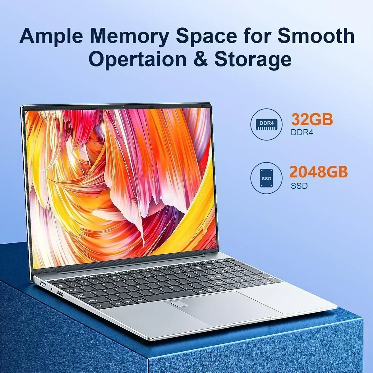 Gaming Laptop 15.6 Inch Backlit Keyboard 32 GB DDR4 RAM 2 TB SSD Windows 11 Office Ready Notebook WIFI6 Fingerprint Reader