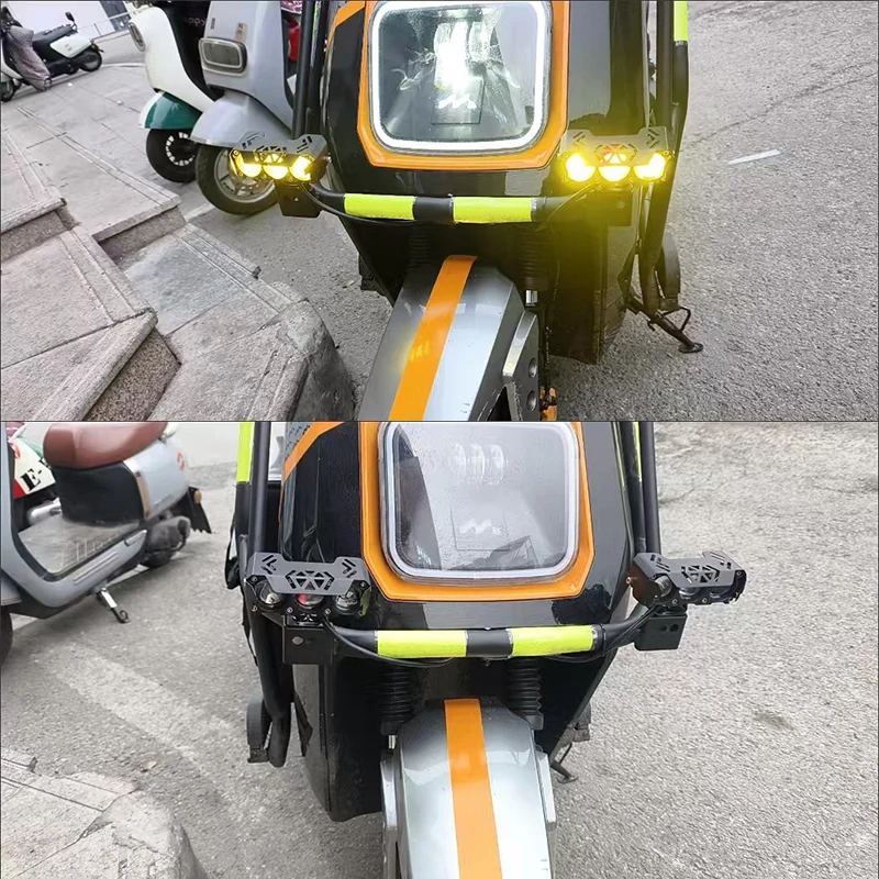 Foco para motocicleta, lámparas LED antiniebla de haz alto/bajo de doble Color para coche, SUV, UTV, camiones, 12V, 24V, lente mini, luz de conducción
