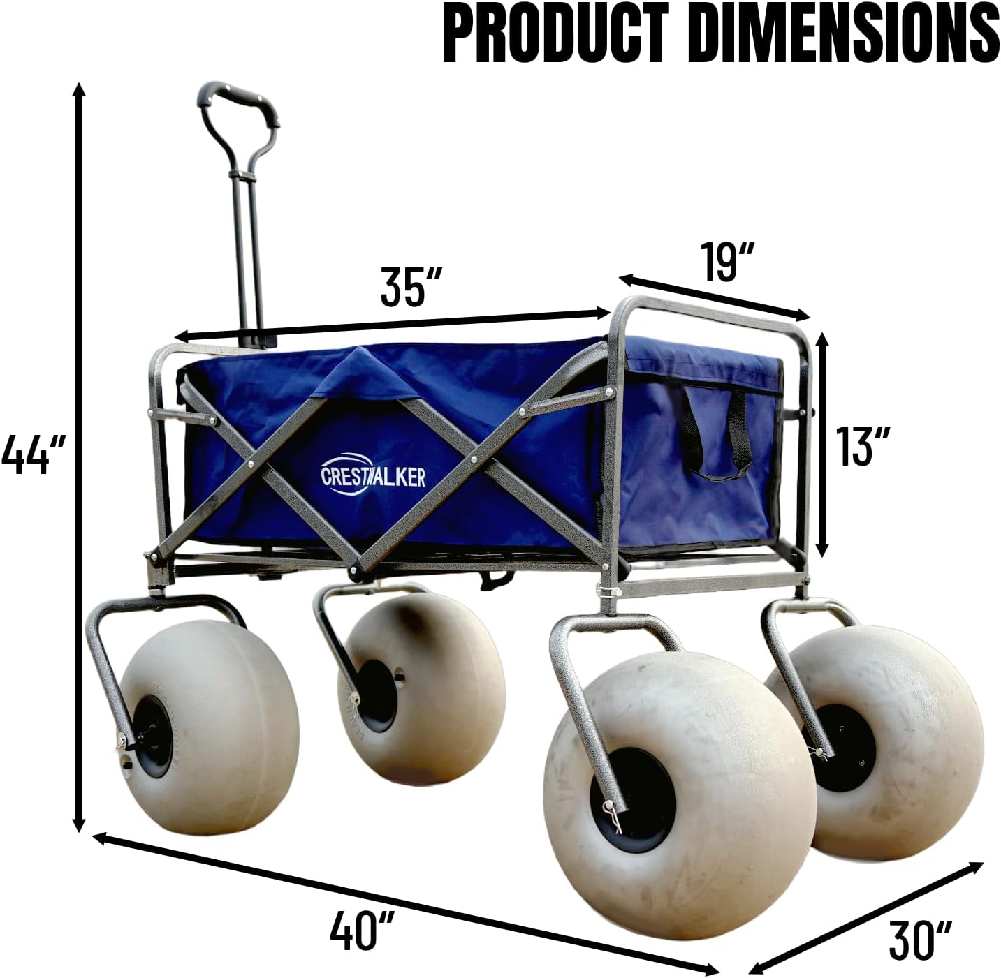 Beach Cart with 13" Balloon Wheels, Collapsible Beach Wagon with Big Wheels for Sand, Pump Included (Beach Wagon)