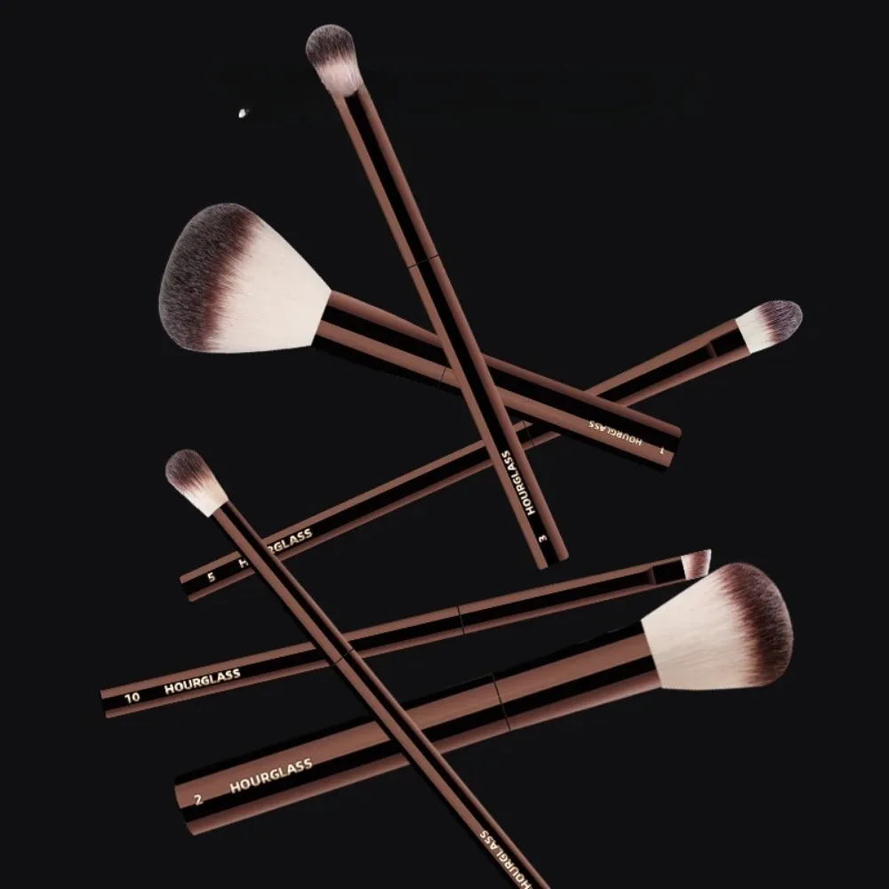 Brocha de maquillaje de doble cabezal, pelo de fibra suave, resalta y diseño de moda, brocha facial versátil para una aplicación precisa