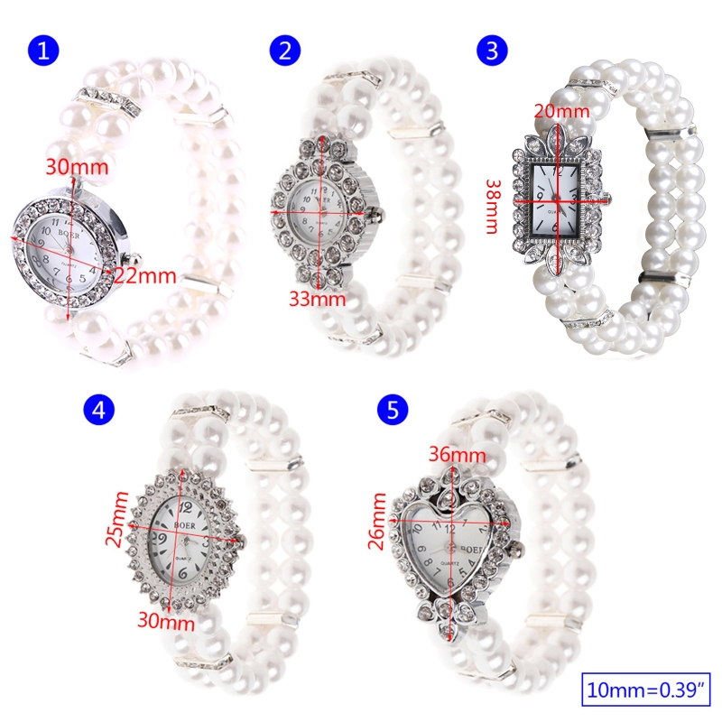 Mulheres pulseira de pérolas frisadas, relógios de pulso casuais, relógio de moda, relógio de pulso quartzo, relógios joias, pulseira