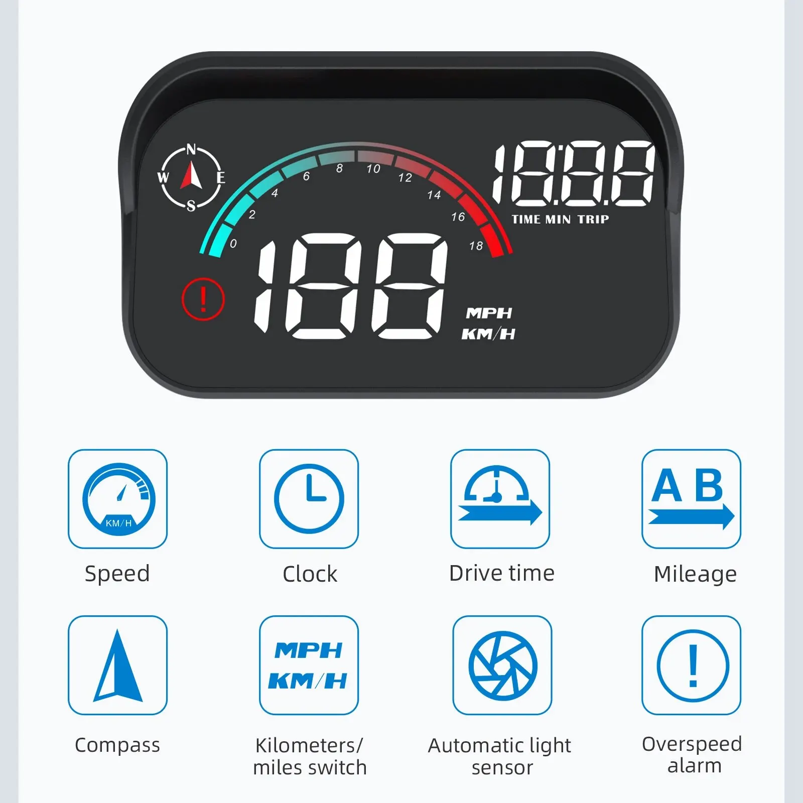 HUD GPS Heap-up-Display M22 Tachometer Universal Multifunktions-Geschwindigkeitsmesser MPH KM/H Bildschirm Windschutzscheibenprojektor für alle Autos