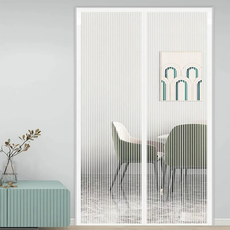 White magnetic mosquito net, customizable size curtains, mosquito proof door curtain, automatic closing, no punching