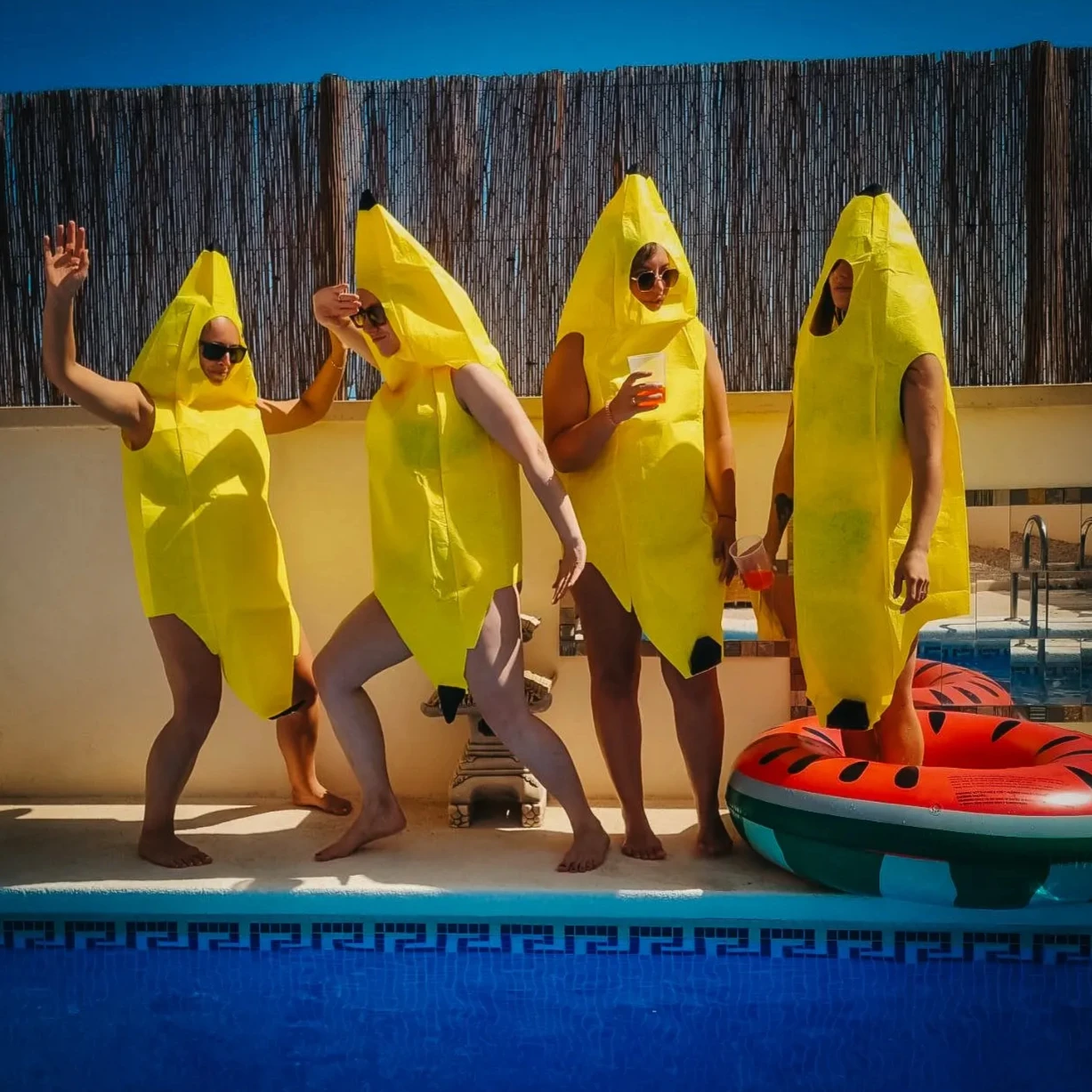 Disfraz de plátano para Navidad, traje de frutas, ropa de escenario a juego para padres e hijos, decoración de juego de rol para jardín de infantes, 1-5 uds.
