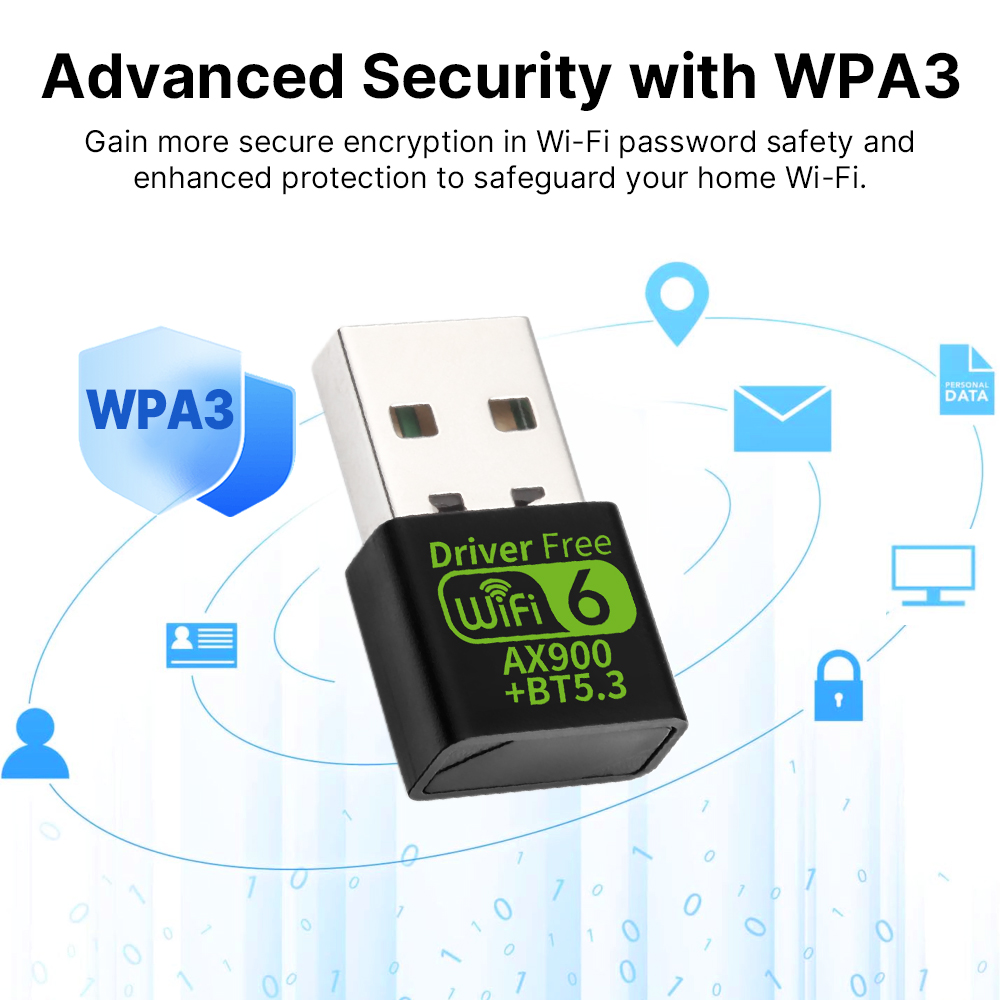 WiFi 6 AX900 บลูทูธ 5.3 WiFi USB อะแดปเตอร์ไร้สาย Dual Band 2.4G และ 5GHz Wi-Fi เสาอากาศ USB สําหรับ PC/แล็ปท็อป win10/11 ไดร์เวอร์ฟรี