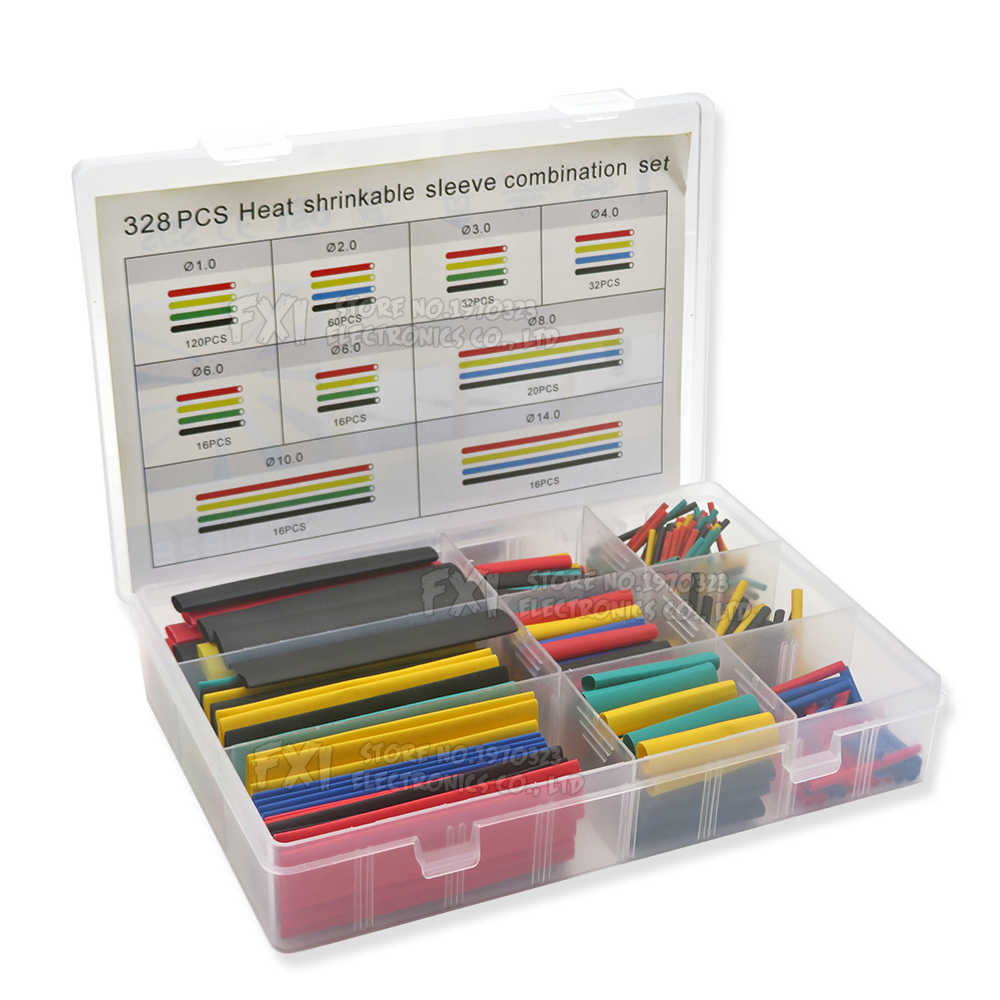 164 個 127 個 328 個 530 個熱収縮チューブ耐熱チューブキット ibuw 電気接続ワイヤーケーブル絶縁スリーブ