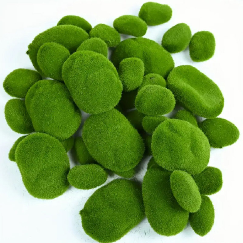 10PCS Artificial Green Moss Ball Fake Stone Simulation Plant Diy Decoration for Shop Window Hotel Home Office Plant Wall Decor