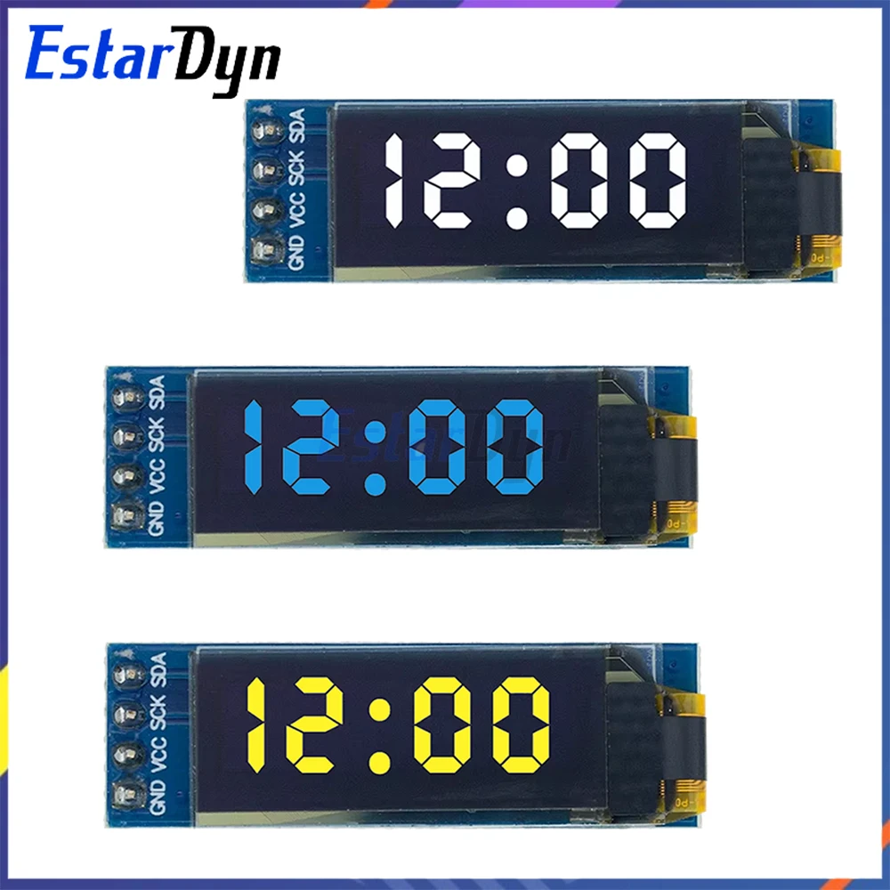 Moduł wyświetlacza OLED 0,91 cala I2C 128x32 dla Arduino Raspberry Pi ESP32, biały niebieski żółty