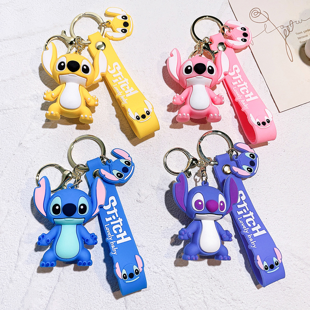 1 szt. breloczek Stitch, miękka plastikowa figurka, kreatywny breloczek do kluczy z PVC w stylu kosmicznym, zawieszka do kluczyków samochodowych, prezent