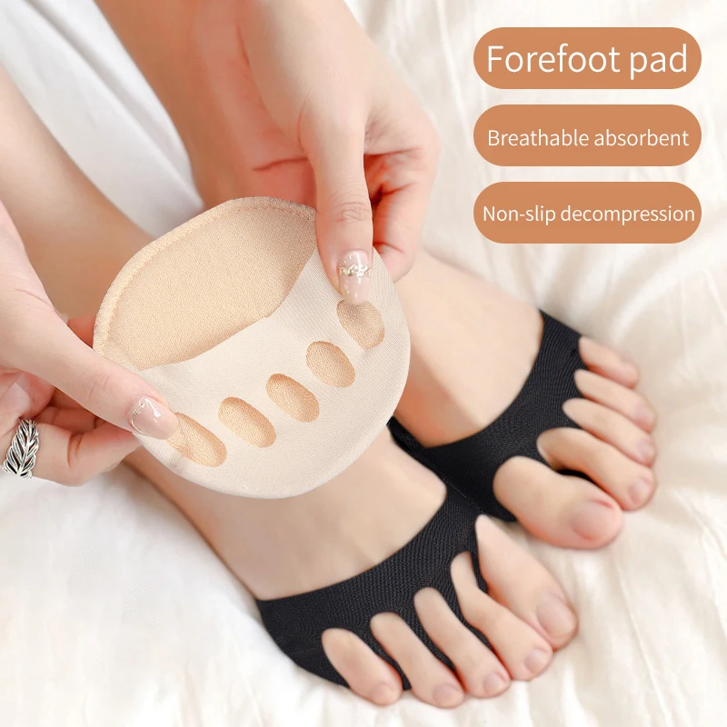 ห้านิ้วเท้า Forefoot Pads สําหรับรองเท้าส้นสูงครึ่ง Insoles Calluses Corns Foot Care ดูดซับ Shock ถุงเท้า Toe Pad Inserts