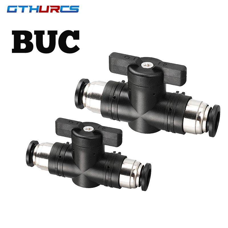 Тип BUC 4 мм, 6 мм, 8 мм, 10 мм, 12 мм, пневматический вставной быстроразъемный соединитель, ручной клапан для поворотного переключателя, ручной шаровой ограничитель тока