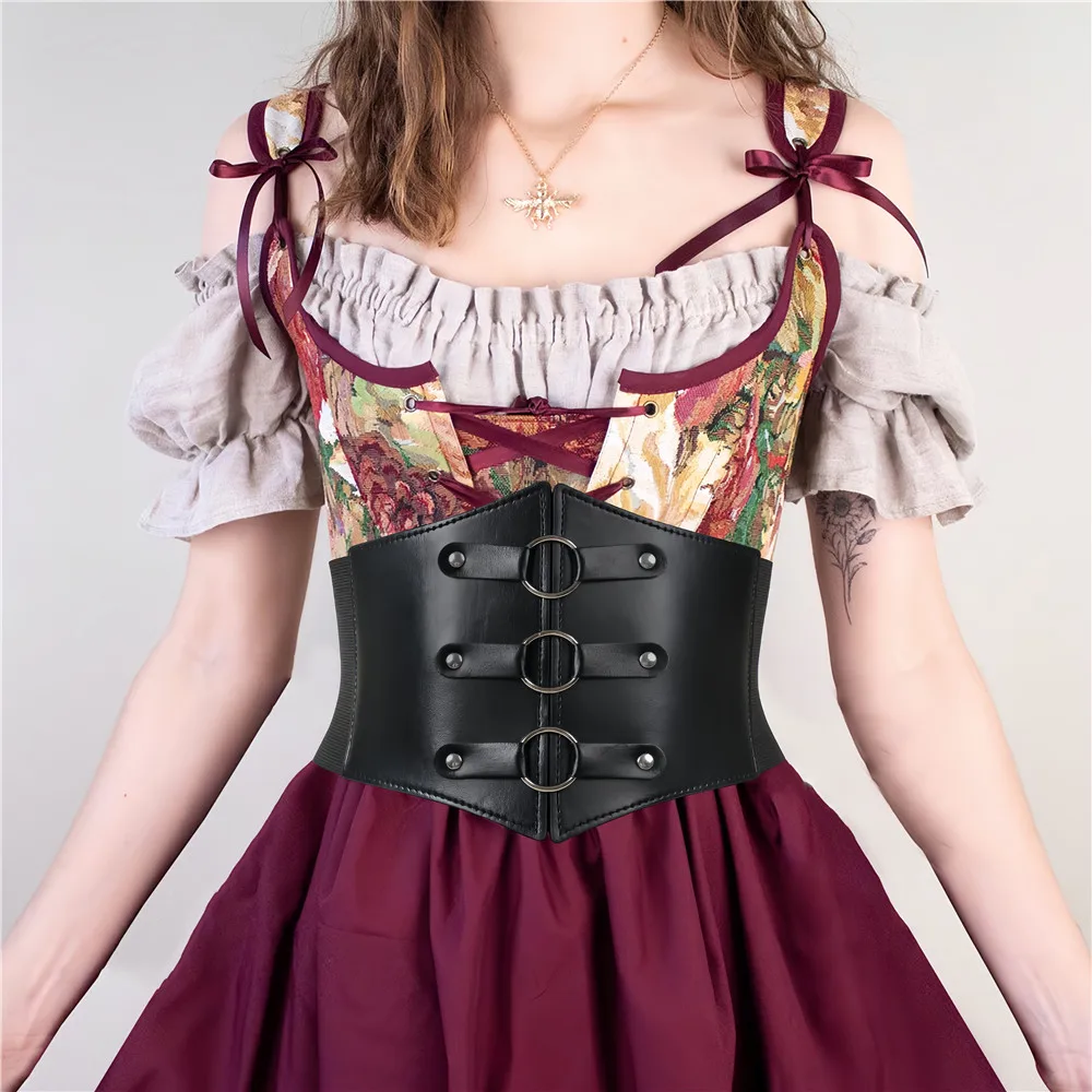 Mittelalter liche Korsett Frauen Vintage Gothic Steampunk Korsett Top Body Shaper Schnalle breiten Bund Braut Hüftgurt Gothic Accessoires