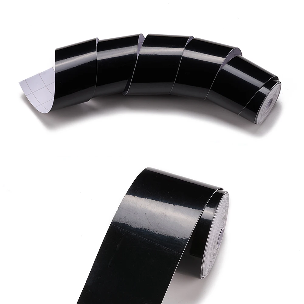PVC Gloss Black Mouldings Trim Wraps for Car Styling Bumper Side Skirt Sticker Adhesive Tape Car Door Sill Trunk Edge Protection