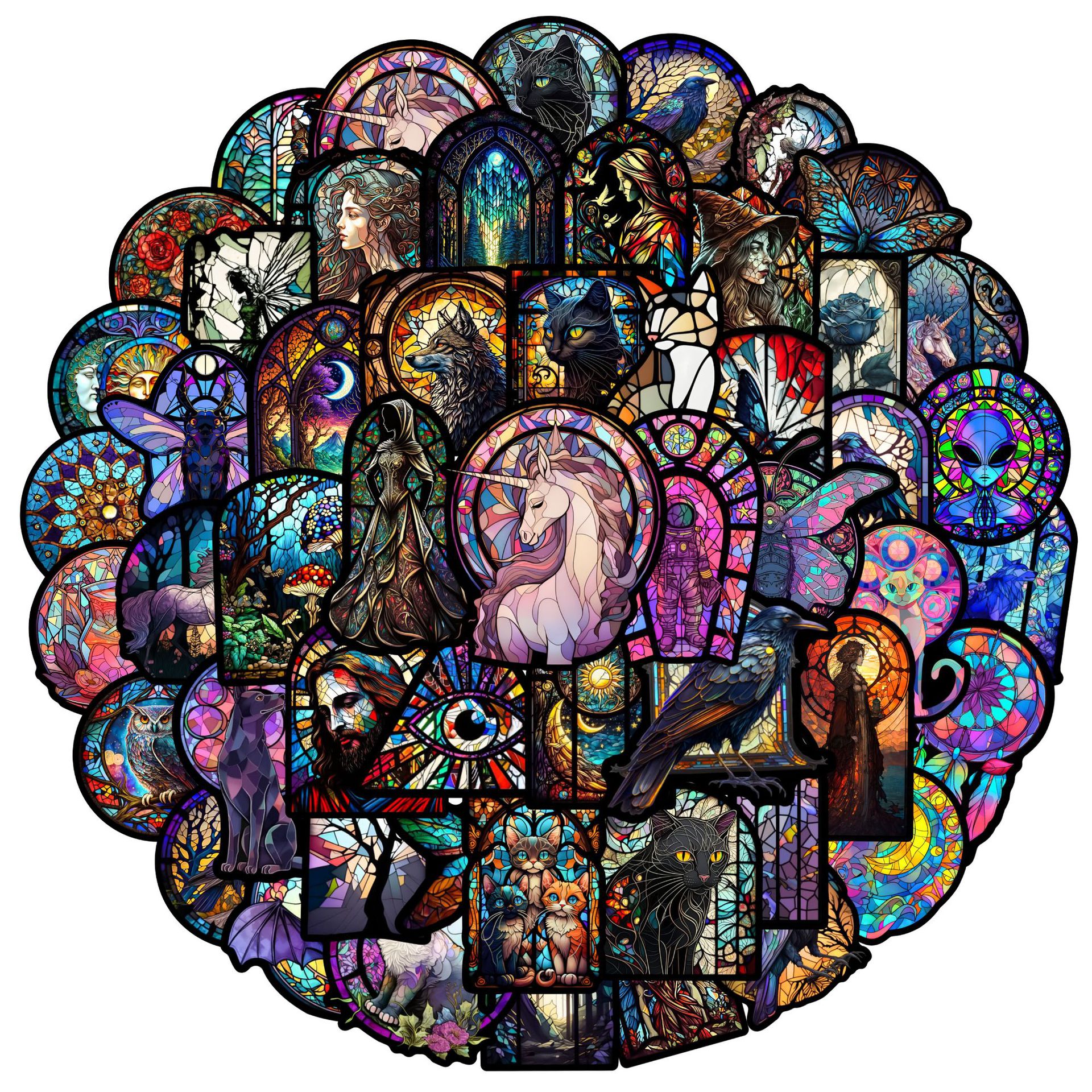 가방, 스케이트 보드, 헬멧, 워터 컵, 전화 케이스 장식 스티커에 대 한 50 Pcs 다채로운 유리 스타일 낙서 스티커