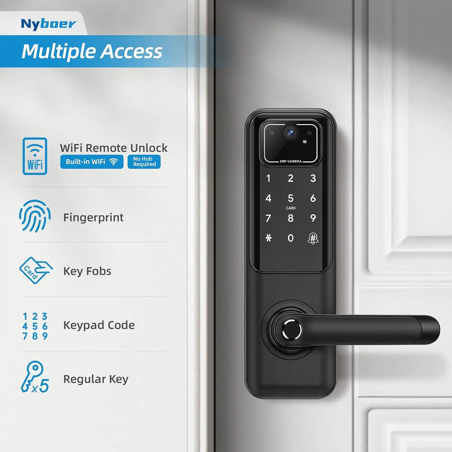 WiFi Video Smart Door Lock Fingerprint Door Lock with Camera Keyless Entry Door Lock with Handle Electronic