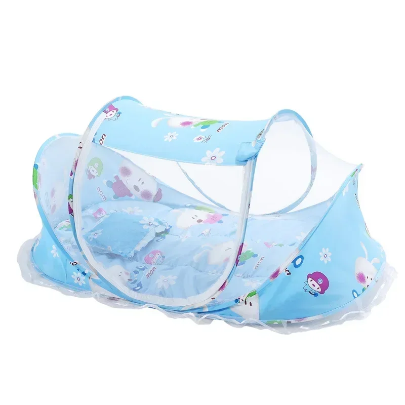 Juego de cama plegable para el cuidado de los recién nacidos, cuna portátil transpirable con mosquitera, cesta de almohada, cuna de algodón para dormir, cama nido para bebé, nuevo