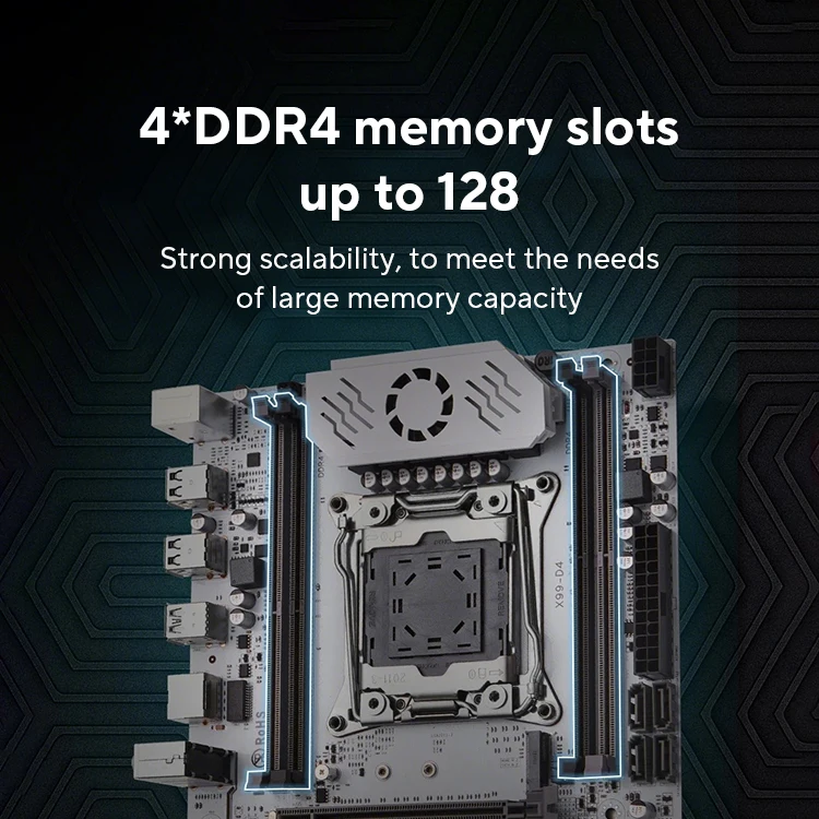QIYIDA X99 motherboard D4 LGA 2011 3 with M.2 slot Support X99 C612chip DDR4 Memory SATA3.0 USB3.0 PCI16X